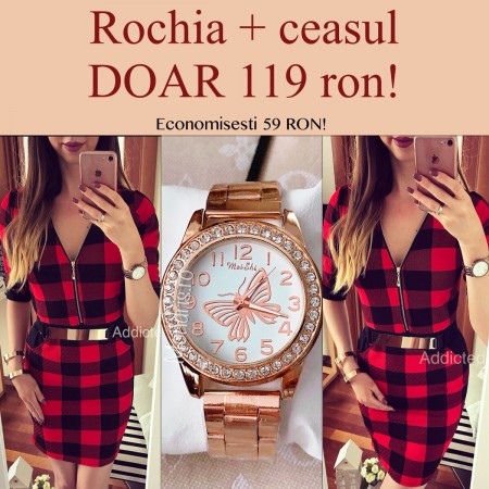 DEAL OF THE DAY! Dress + watch rose with pebbles ONLY 23.80 €