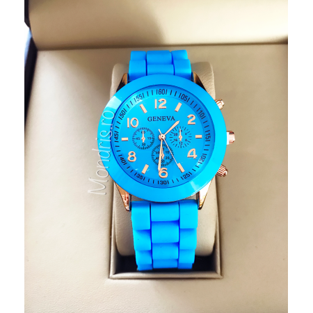 Turquoise blue and gold ladies watch silicone hypoallergenic two bracelets GIFT