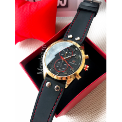 Elegant black and golden men's watch with ECO leather + GIFT BOX