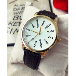 Elegant black and gold men's watch with printed messages + FREE GIFT BOX