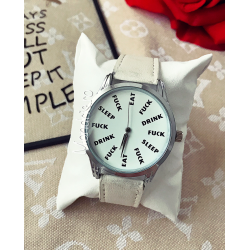 Elegant white and silver men's watch with printed messages + FREE GIFT BOX