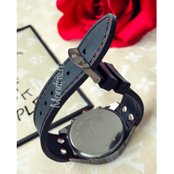 Casual black watch for men with white dial and ECO leather strap + FREE GIFT BOX