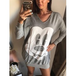 Casual blouse women with wide cut and Mickey Mouse print