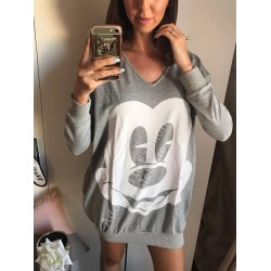 Casual blouse women with wide cut and Mickey Mouse print