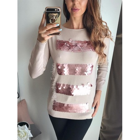 Pink sequined women blouse