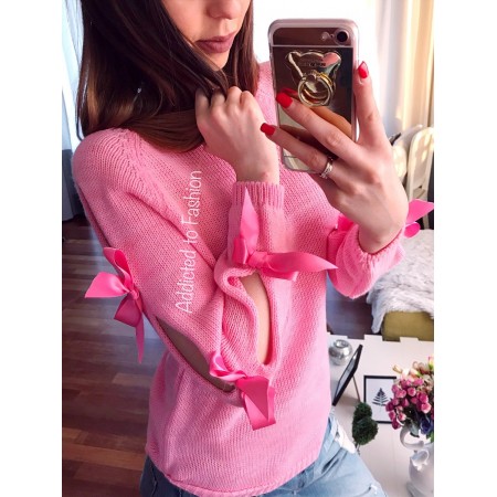 Sweet ladies knitted pink light knit with beads