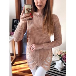 Sweater with pink asymmetrical knitted knitted knits