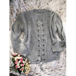 Ladies gray sweater with long sleeve