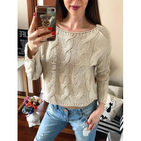 Cream knitted long sleeved knitwear