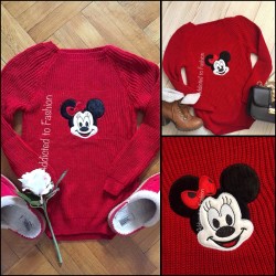 Autumn red blouse with a Minnie drawing