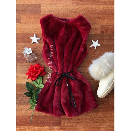 Red furry vest with belt included