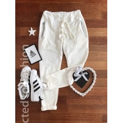 Long casual long pants to wear white cotton color day