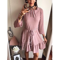 Casual dress day, short, wide model with cord color dusty pink