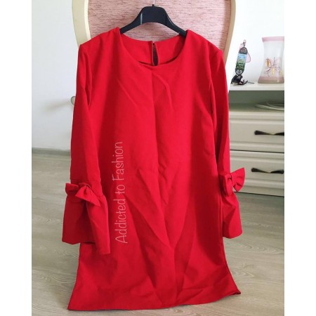 Red casual red dress with bell sleeve