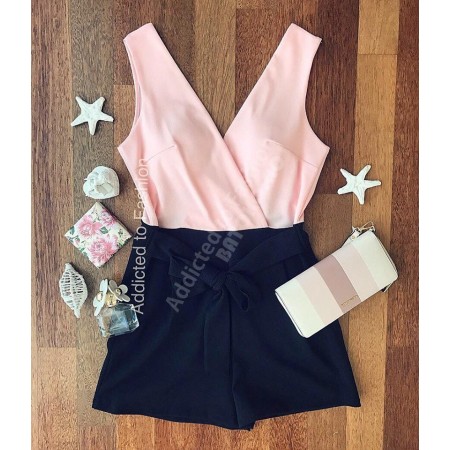 Black pink overalls summer casual model