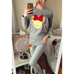 Grey cotton ladies sportsuit with Minnie Mouse logo print